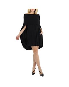 Burberry Black Wool And Crepe Off-the-shoulder Dress