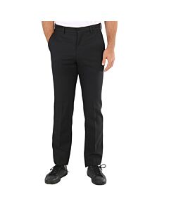 Burberry Black Wool Twill Stripe Detail Tailored Trousers