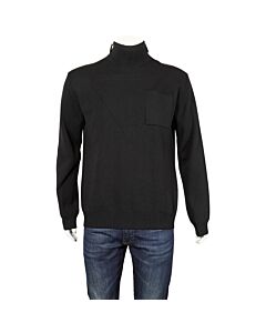 Burberry Black Zip Detail Wool Turtleneck Sweater