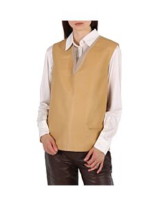 Burberry Bonded Soft Fawn Lambskin And Wool Oversized Vest