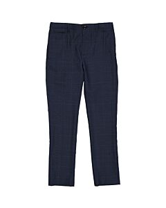 Burberry Boys Bright Navy Pattern Prince of Wales Check Wool Tailored Trousers