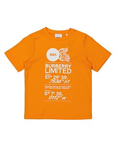 Burberry Boys Bright Orange Montage Print Cotton T-Shirt