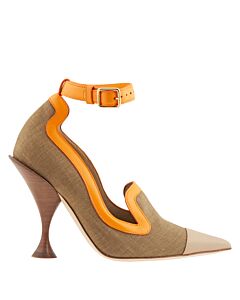 Burberry Brecon Canvas And Leather Point-toe Court Pumps