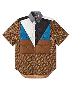 Burberry Bridle Brown TB Monogram Short Sleeve Cotton Button-Down Overshirt