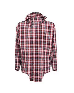 Burberry Bright Red Check Diamond Quilted Cut-Out Hem Parka