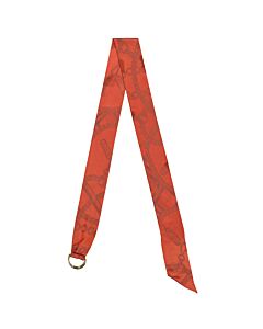 Burberry Bright Red D-ring Detail Chain Silk Jacquard Skinny Scarf