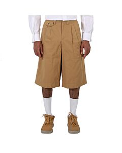 Burberry Brown Cotton Twill Icon Stripe Detail Tailored Shorts