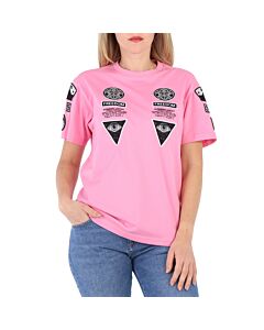 Burberry Bubblegum Pink Badge Applique Cotton T-Shirt