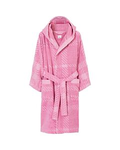 Burberry Bubblegum Pink Mega Check Cotton Terry Cloth Hooded Robe