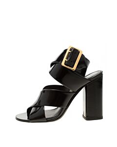 Burberry Buckle Detail Patent Leather Sandals In Black