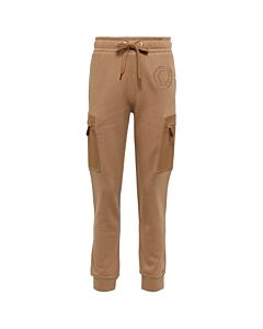 Burberry Camel Caindk Logo Embroidered Jersey Sweatpants, Size XX-Small