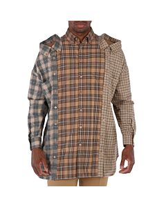Burberry Camel Check Cotton Flannel Reconstructed Shirt