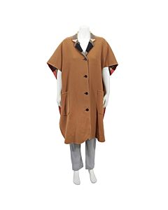 Burberry Camel Reversible Checked Wool-blend Cape