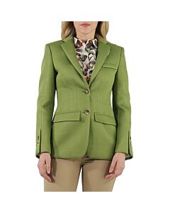 Burberry Cedar Green Double-faced Neoprene Tailored Jacket