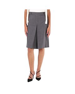 Burberry Charcoal Grey Box Pleated Detail A-line Skirt