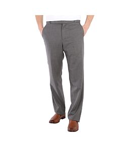 Burberry Charcoal Grey Wool English Fit Tailored Trousers With Belt Detail