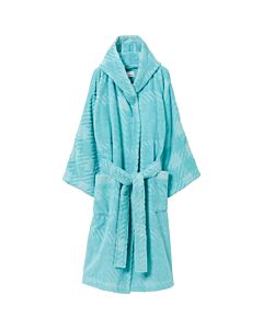 Burberry Check-Pattern Cotton Robe Bright Blue Topaz, Size Small