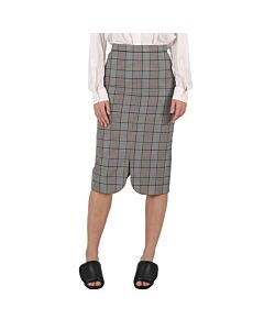 Burberry Check Wool Scalloped Hem Pencil Skirt