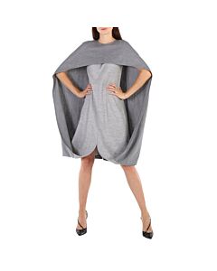 Burberry Cloud Grey Wool-blend Cape Detail Dress