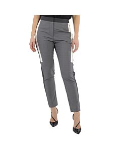 Burberry Contrast Stripe Crop Wool Trousers In Grey