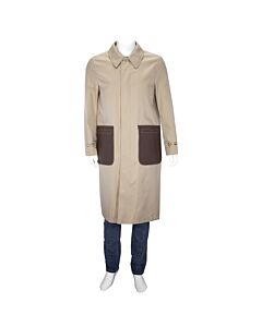 Burberry Cotton Gabardine Car Coat With Leather Detail