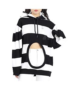 Burberry Cut-out Detail Striped Cotton Hoodie