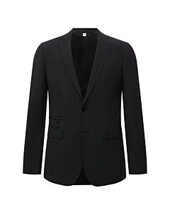 Burberry Dark Grey Melange Pocket Detail Stretch Wool Tailored Jacket