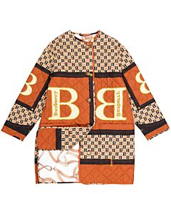 Burberry Diamond Quilted Coat With All Over B Print