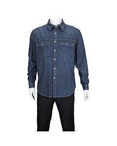 Burberry Double Pocket Casual Denim Shirt In Blue