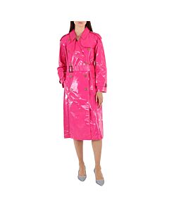 Burberry Eastheath Patent-cotton Trench Coat in Neon Pink