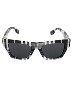Burberry Ernest 49 mm Check White/Black Sunglasses