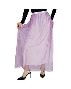 Burberry Floor-length Flocked Cotton Tulle Skirt In Lilac / White