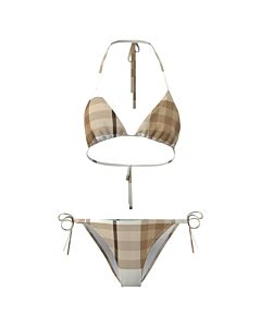 Burberry Frosted White Cobb Check Binkini Swimsuit