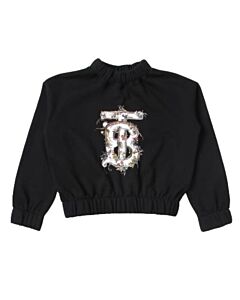 Burberry Girls Alba Black Monogram Motif Funnel-Neck Sweatshirt