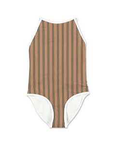 Burberry Girls Archive Beige Sandie Icon Stripe One-Piece Swimsuit