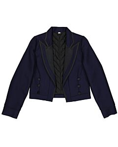 Burberry Girls Navy Satin Trim Wool Twill Tailored Jacket