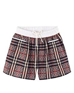 Burberry Girls Pale Rose Mini Sybil Chequerboard Cotton Shorts