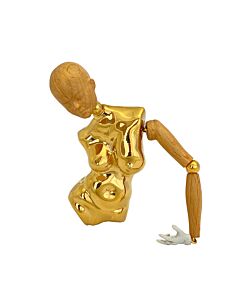 Burberry Gold-plated And Beechwood Doll Body Figurine Brooch