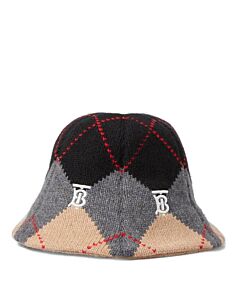 Burberry Grey Argyle Knit Tulip Bucket Hat