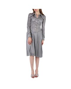 Burberry Grey Melange Marcella Pleated Jersey Corset Dress