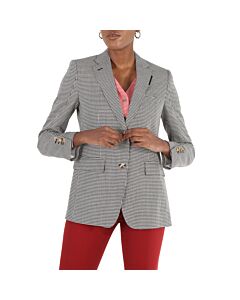 Burberry Houndstooth Check Wool Blazer With Waistcoat Detail