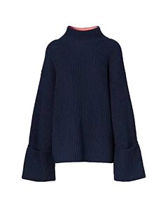 Burberry Ink Blue Polly Rib-Knit Cotton Oversized Sweater