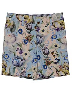 Burberry Kids All-Over Floral Print Linen Tailored Shorts