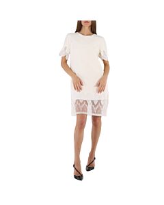 Burberry Lace And Silk Shift Dress In Natural White