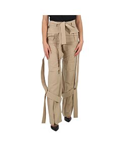 Burberry Ladies Amelia Honey Cargo Pants With Exaggerated Straps