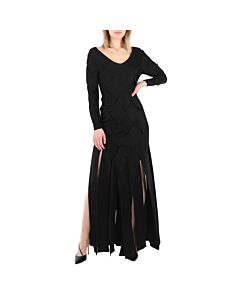 Burberry Ladies Black Anatori Long-sleeve Panelled Knit Gown