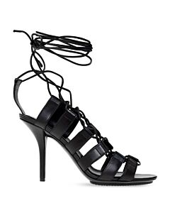 Burberry Ladies Black Beverly Cut-Out Leather Laced Stiletto-Heel Sandals