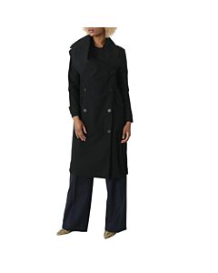 Burberry Ladies Black Cotton Gabardine Coat, Brand Size 8 (US Size 6)