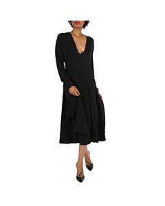 Burberry Ladies Black Emelia Pleated Silk Cady Midi Dress