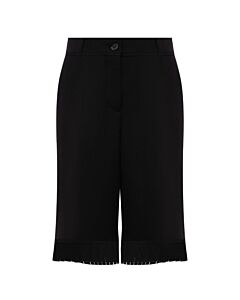 Burberry Ladies Black Fringed Hem Wool Shorts